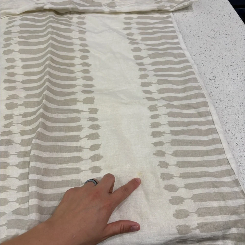 (2) West Elm 100% Linen Neutral Stripe Pattern Pillowcases - Set of 2